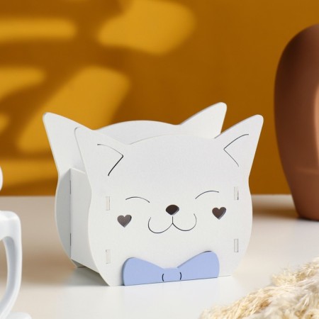 Kashpo wooden "cat" 12x15x7.6 cm mix
