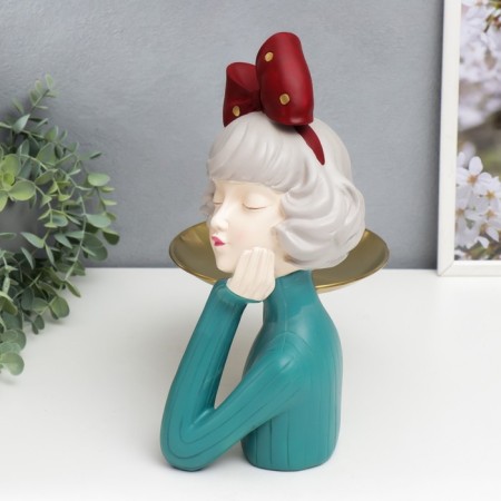 Souvenir Polystone stand "Girl with a bow on her head" 33x14x23 cm-4