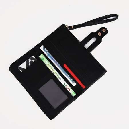 Women's wallet on the button, black color-2