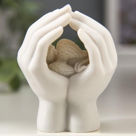 Souvenir Polystone "Angel Sleeping in the palms" 6.7x5.5x4.3 cm-3