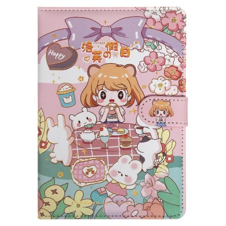 Gift notebook, A6+, 132 sheets, color block, with a stream on a magnet, PVC cover, "Anime", mix-4