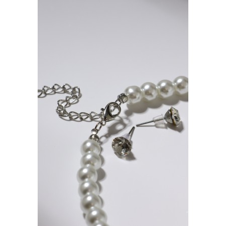 Set 2 objects: earrings, Antoinetta necklace crystals, white color in silver, 40 cm-7
