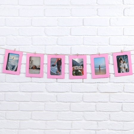 Garland for photographs with junction of Pink, 6 pcs-2