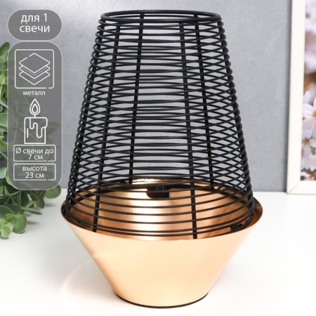 Summary Metal for 1 candle "Loft. Prutia" black with gold 23x16x16 cm