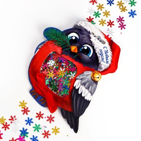 New Year confetti "Happy New Year!" Bullfigure, colored snowflakes, 14 g.-1