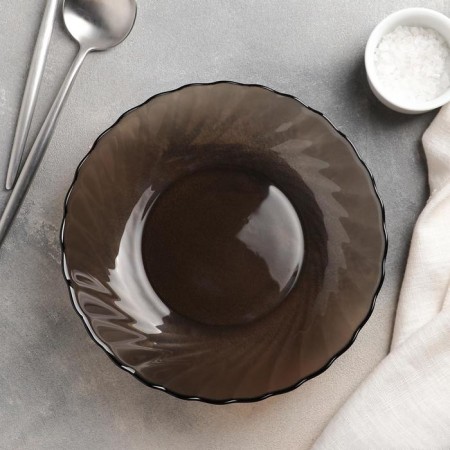 Deep glass plate Ocean Eclipse, 800 ml, d = 20.5 cm, brown color-1