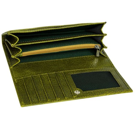 Wallet on the button, Dep. For bills/maps (6)/coins, swamp color 18x9x2.5cm-1