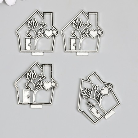 Decor for creativity Metal "House of Love" silver 4.2x3.9 cm-1