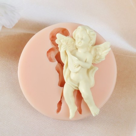 Mold Silicon "Angel with a lute" 7.3x4.3x1.7 cm