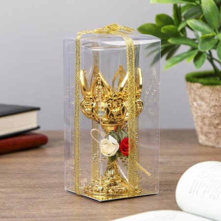 Climber Plastic, glass for 1 candle "rose" glass on the leg gold 13x6x6 cm-6