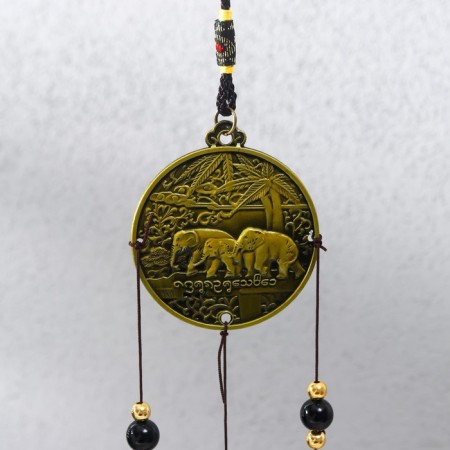 Music of wind metal "Elephants on the coin" 2 bells 37 cm-1