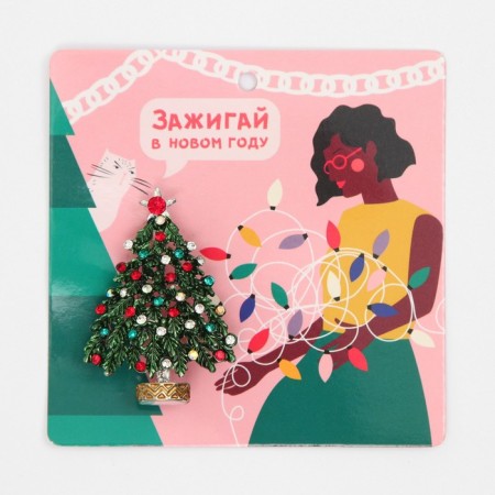 New Year! New Year's Brooch "Christmas tree" on a stand, color in silver-2