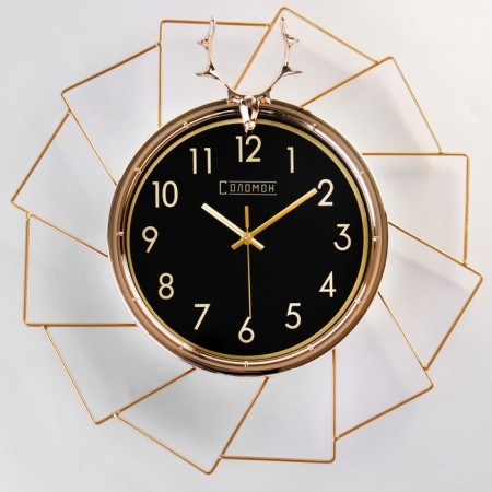 Watching clock, series: interior, "deer", smooth move, 49 x 49 cm, d-26 cm-2