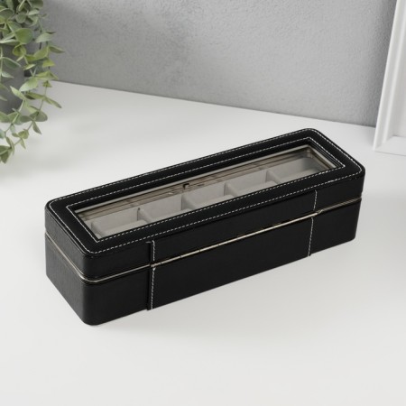 The casket to the leatherette to the clock 6 "Black" branches 9.5x30.5x8 cm-4