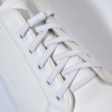 Shoe shoes, steam, flat, with a latch, elastic, 6 mm, 100 cm, white color-1