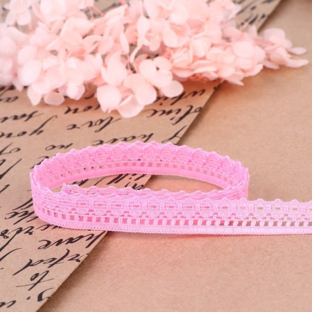 Capricon lace, 12 mm × 10 ± 1 m, pink color-2