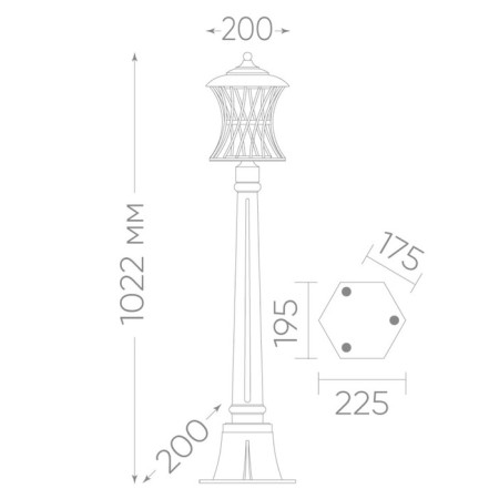 Sadovo-park lamp Feron PL526, IP44, E27, 60 W, 200x200x1022 mm, black color-6
