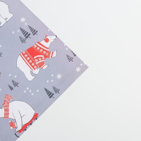 Glossy packaging paper "White bears", 70 x 100 cm, New Year-3