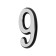 Door digit "9" tundra, plastic, chromium color, 1 pc.