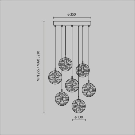 Suspension lamp Maytoni Mod254PL-07BS, G4, 7x28 W, 3210 mm, brass-7