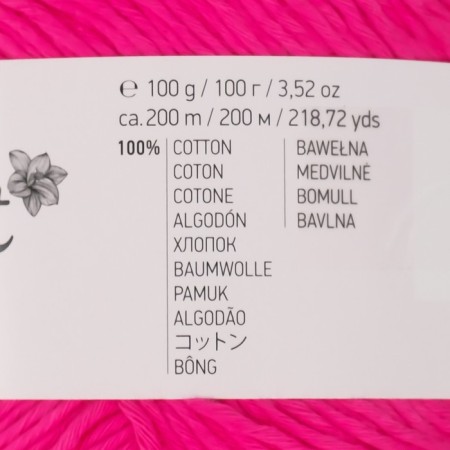 Yarn "Bouquet Unicolor" 100% cotton 200m/100g (3216 bright pink)-3
