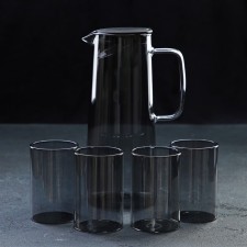 Glass Drinks Magistro Dark, 5 items: Benchy of 1.35 liters, 4 glasses 320 ml, dark gray color
