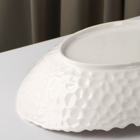 Ceramic oval "airiness", 1 l, white color, white-2