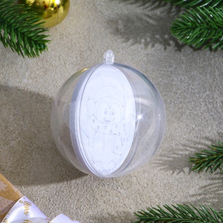 Christmas tree decoration for painting "Penguin" Size: 8 cm; 2 pcs., Brush-3