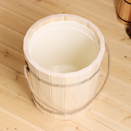 Bucket of linden, 10l, plastic insert, handle-river-4