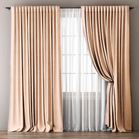 Set of curtains "Ommma", size 240 x 270 cm - 2 pcs, picking - 2 pcs, beige color