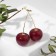Earrings Plastic "Berry" Cherry, Burgundy color in gold
