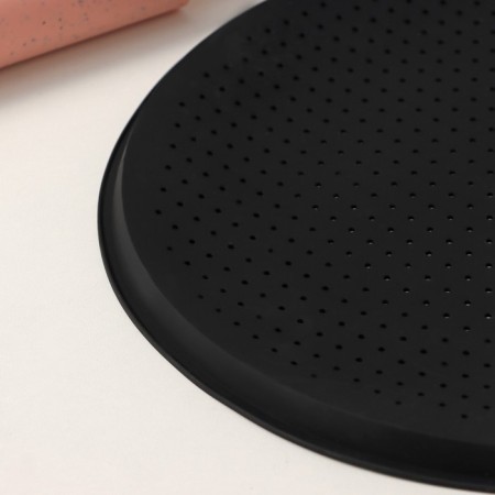 Rug perforated round share, silicone, d = 35 cm, black color-5