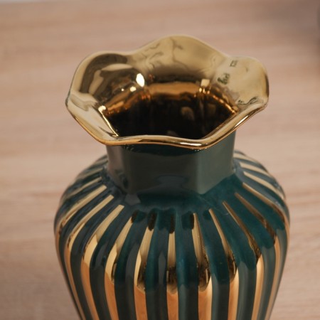 VAZA Ceramics Table "Albin" 17.5x9 cm, green-golden-1
