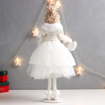 Interior doll "Princess in a lush white dress with heart" 20x20x50 cm-3
