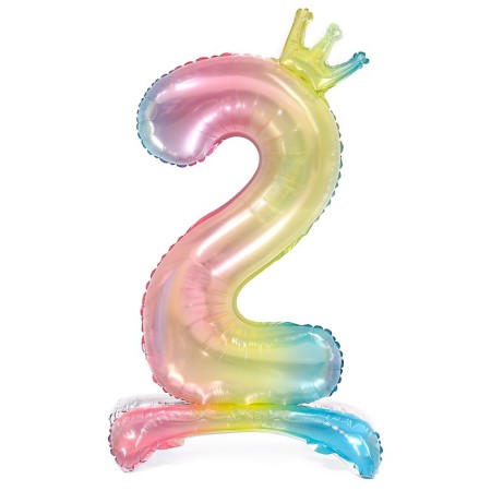 Foil ball 32 "Number 2 with the crown", gradient, on the stand