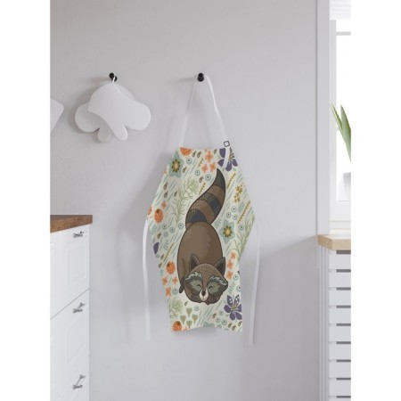 Apron of a kitchen with a photo print "Cute raccoon", adjustable, size OS-1