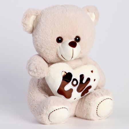 Soft toy "Bear" with a heart, 30 cm, beige color-2