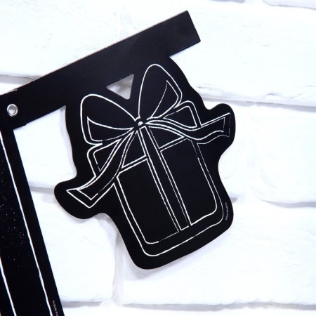 Girland on grosswashes with decorations of 5 pcs. "Happy Birthday!", Black and white, length 246 cm-4