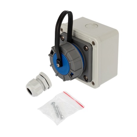 Wall moisture -waterproof socket with a lid 16 a, 2p+re, IP68 Rexant