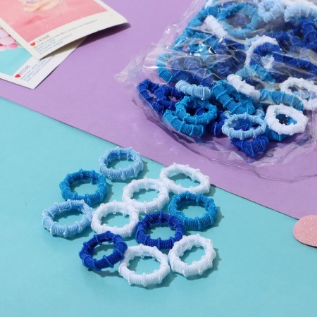 Hair elastic band "Mahrushka" (set 100 pcs) 3 cm, white blue