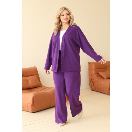 Female costume: cardigan, trousers, size 48, purple color-15