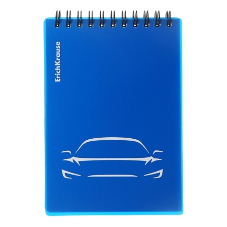 Notepad on spirals A6, 80 sheets, cell, Erichkrause "Mirage", plastic cover silk -screen covers, Bellar Beliac block 100%, Blue