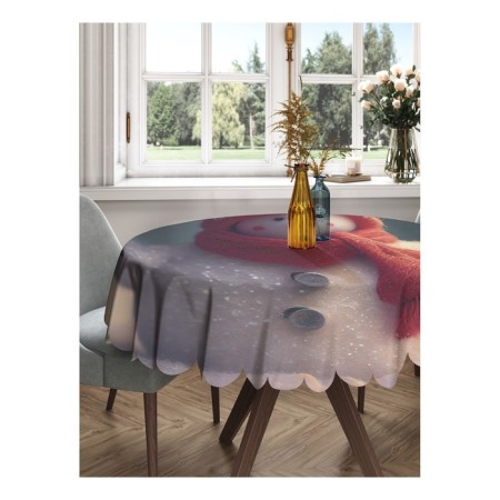 The tablecloth "Snowman", Round, Saten, D = 150 cm