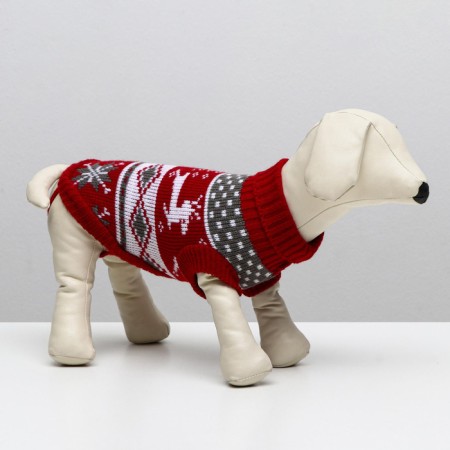 Sweater "Running deer", XS (DS 17, Osh 17, OG 23-37 cm), burgundy-1