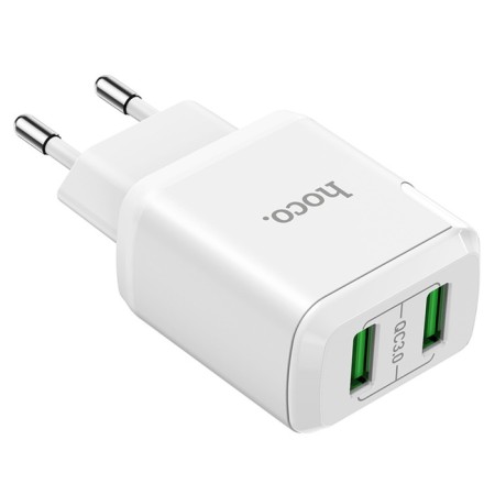Network charger Hoco N6, 18 W, 2 USB Qc3.0 - 3 A, white-2