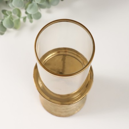 Ceramics candlestick, glass for 1 candle "Desert" d = 8 cm gold 9.5x9.5x27 cm-2