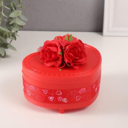 Musical mechanical "Tender roses" Red Casket 12x13.5x10.5 cm-1
