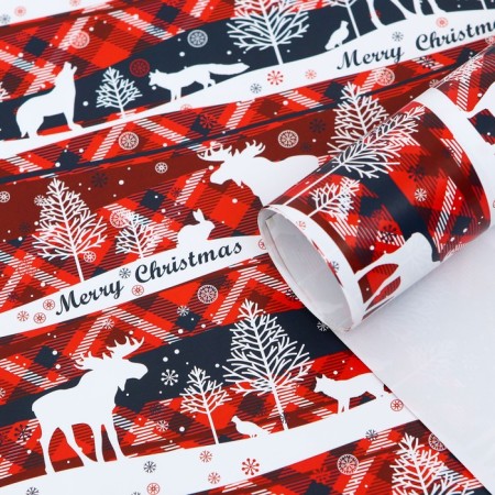 Glossy packaging paper "Forest New Year", 70 x 100 cm, 1 sheet-1