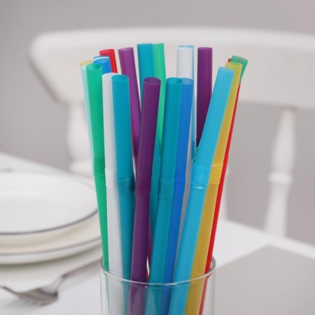 Disposable tubes for drinks of the share, 24 cm, d = 8 mm, 100 pcs, with corrugation, color mix-1