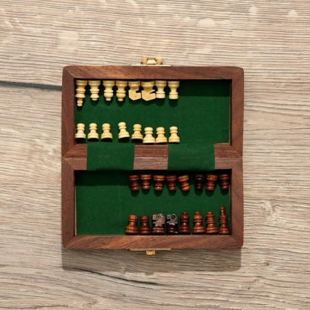 Chess pockets, board 12.5x12.5 cm, tree shisham-6